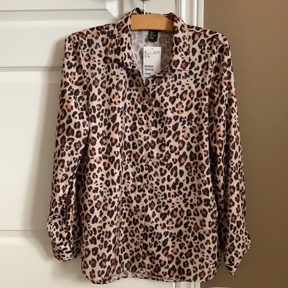 Cheetah Print Faux Silk Blouse